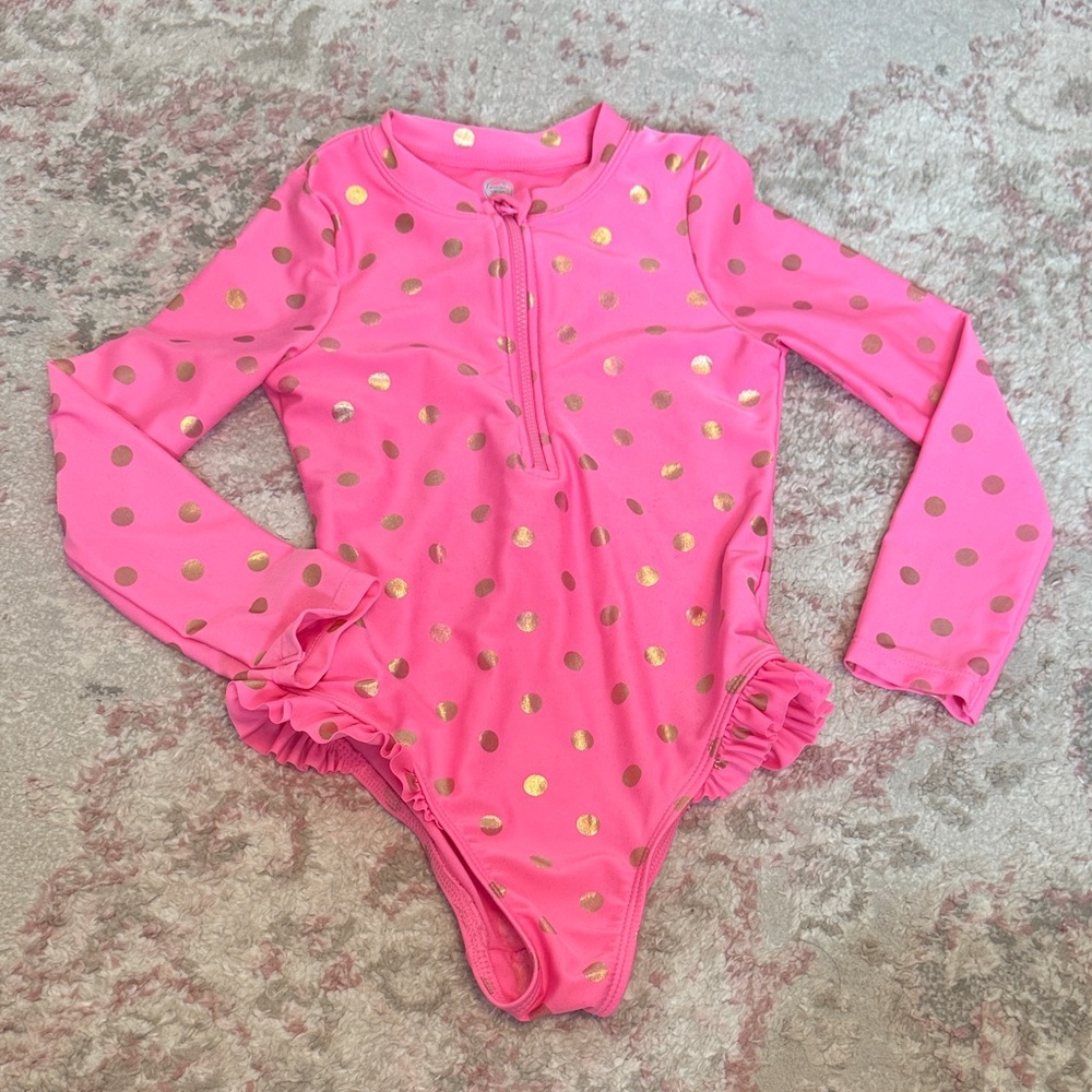 Wonder Nation Pink and Gold Kids Swim One Piece